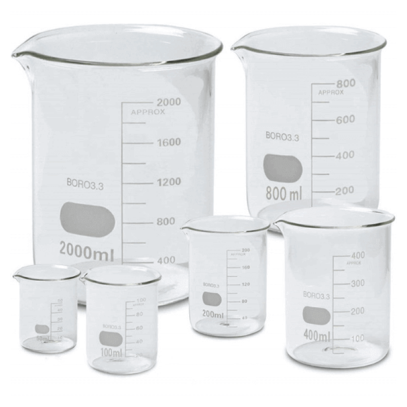 Chemistry Laboratory 7 Glass Beakers Set