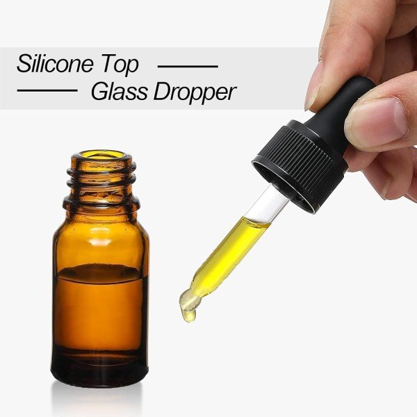 10ml Amber Glass Dropper Bottles - Set of 5