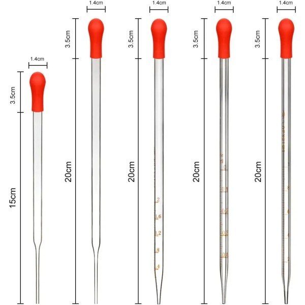 StonyLab Glass Dropper Pipettes - Set of 10 (0.5ml to 3ml)