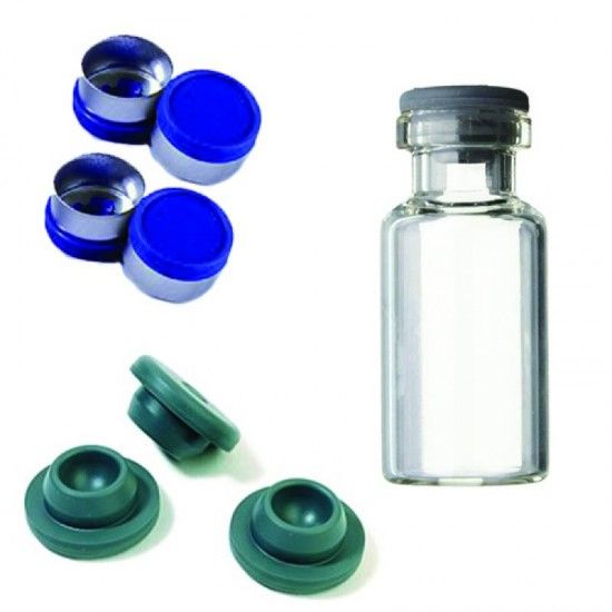 Set of 10 Vials, Stoppers & Flip Caps